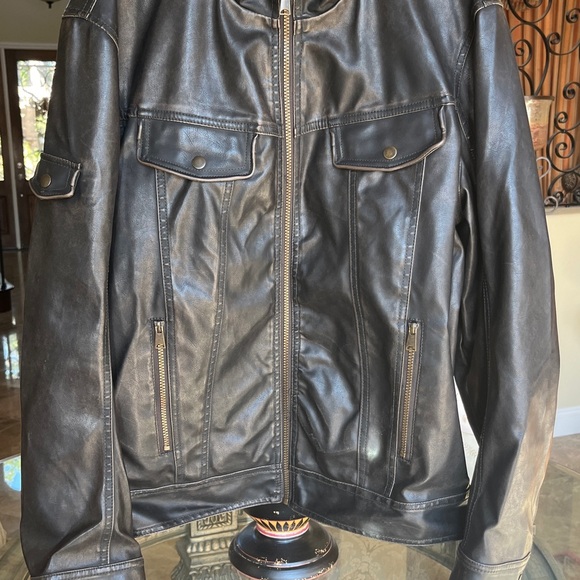 Sonoma Life Style Faux Leather Dark Brown Mens Jacket Size Large dark brown - Picture 3 of 11